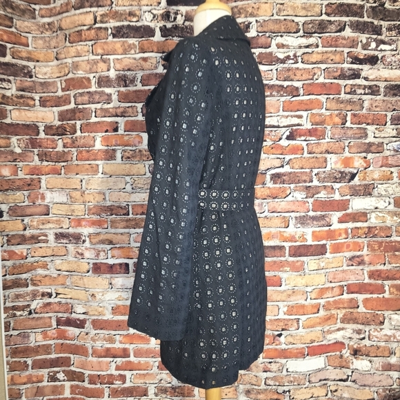 Elegant Black Eyelet Coat - Picture 7 of 11